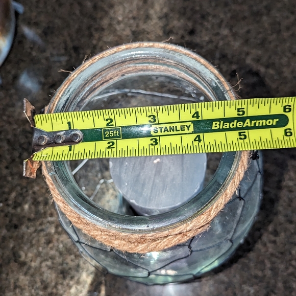 Large Glass Hurricane Lantern with Wire & Burlap Includes Candle - Picture 3 of 8